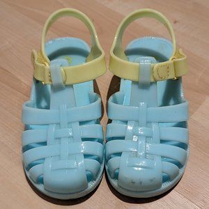 OshKosh Jelly Sandals - Infant Girl Size 7, Light Blue & Yellow, Worn Twice